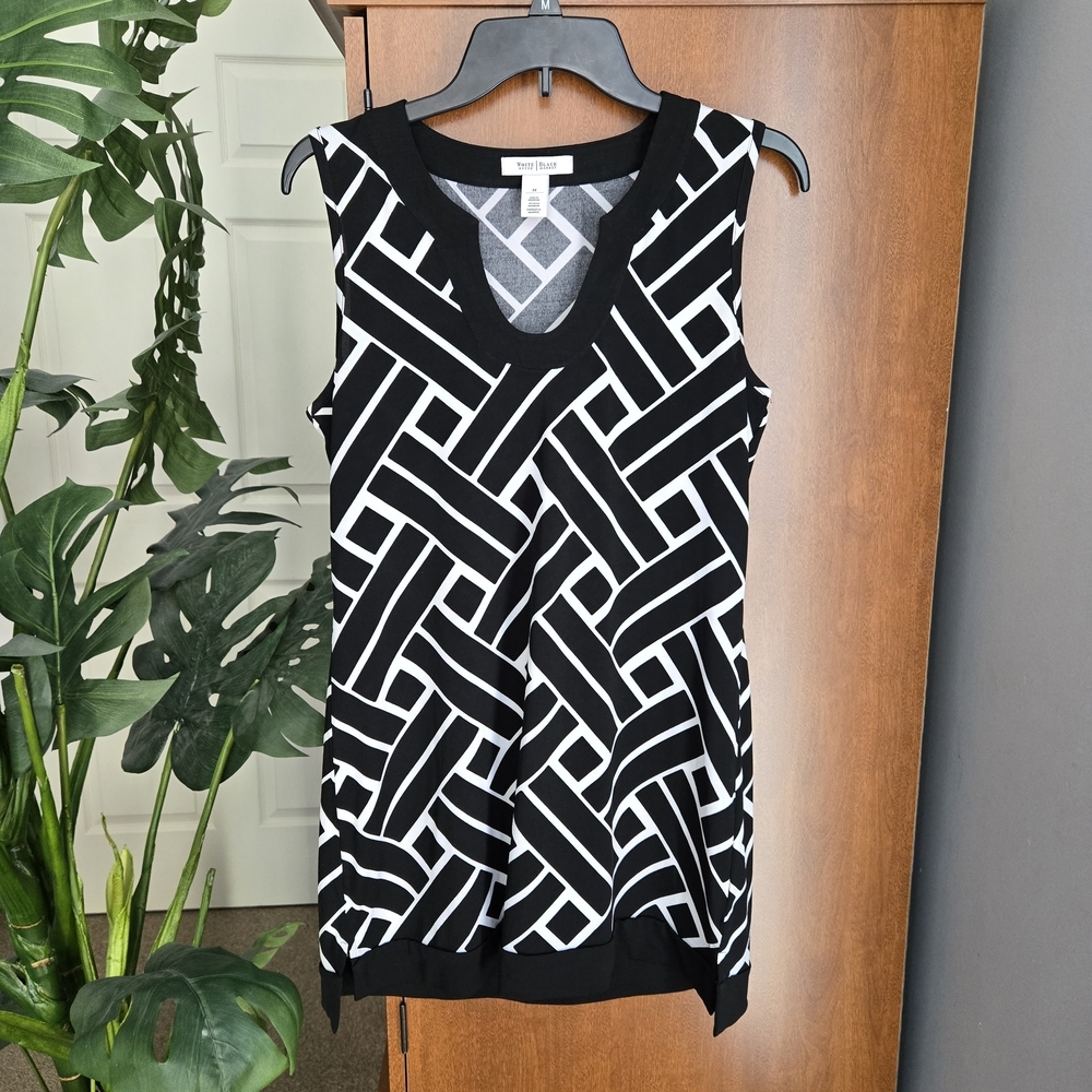 White House Black Market Black and White Geometric Mini Dress - Picture 1 of 5